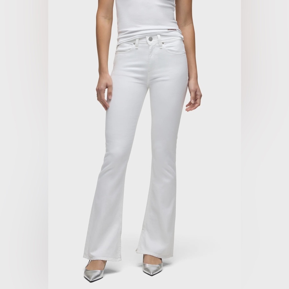 Hudson Jeans White High-Rise Flare Wide Leg Jeans